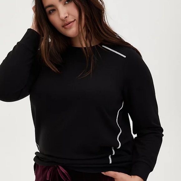 Torrid Fleece Sweatshirt w/Rhinestones - Black - 3 - Picture 1 of 12